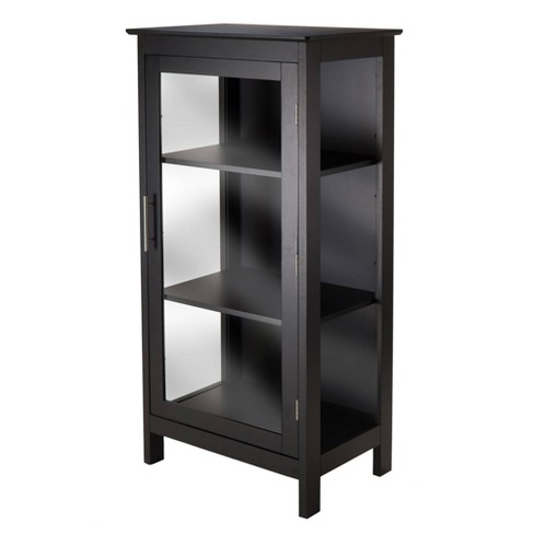 Poppy Display Curio Cabinet With Glass Door Wood Black Winsome