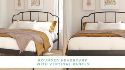 Camie Black Metal Full Size Adjustable Platform Bed with Headboard