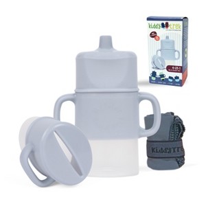 Flipping Holder’s KiddyTrek Sip & Snack Set - food pouch holder + juice box holder + snack cup + sippy cup – all in one 6-piece set Ice - 1 of 4