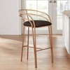 55 Downing Street Tanner Gold Metal Bar Stool 30" High Modern Brown Upholstered Fabric Cushion with Low Backrest Footrest for Kitchen Counter Height - 2 of 4