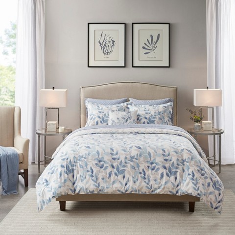 Madison Park 8Pcs Comforter Set, Bedding Set, Microfiber Bed Comforter, Blue, Queen