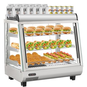 Commercial Food Warmer, Food Warmer Display Case – 3 Tier Countertop Heated Cabinet with Adjustable Shelves, Glass Sliding Doors - 1 of 4