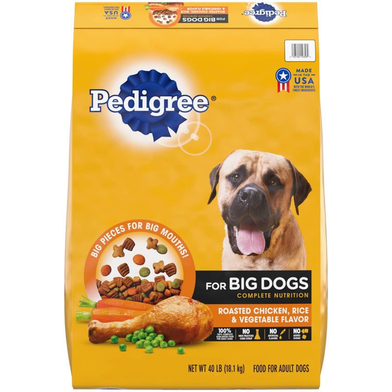 Pedigree Roasted Chicken, Rice &#38; Vegetable Flavor Big Dogs Adult Complete Nutrition Dry Dog Food - 40lbs, 1 of 8