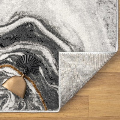 Gray Marble Abstract Pattern 8' x 10' Synthetic Area Rug