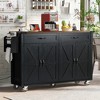 Ridstar 53.5 in. W Kitchen Storage Island with Drawer, Drop Leaf & Spice Rack For Home, Kitchen & Dining Room-Black - 2 of 4