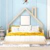 Toddler Floor Bed, Bed Frame Full Size With House-shaped Headboard Solid Pine Wood House Bed For Boys, Girls, No Box Spring Needed, Natural Full - 2 of 4