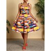 Mocamel Women's Colorful Printed Strappy Ruffle Hem Casual Dress, Knee Length Cami Dress - 2 of 4