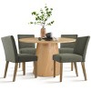 5-Piece Dining Set with 46'' Round Pedestal Table & 4 Upholstered Linen Chairs, Modern Farmhouse Kitchen & Dining Room Furniture-Maison Boucle - 2 of 4