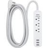 Philips 3-Outlet Grounded Braided Extension Cord with USB 3 Ports 3.4A 360J 6' Braided - White - image 2 of 4