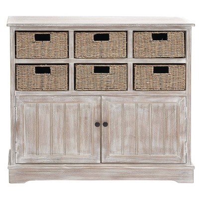 Wood Cabinet with Seagrass Drawers Brown - Olivia & May