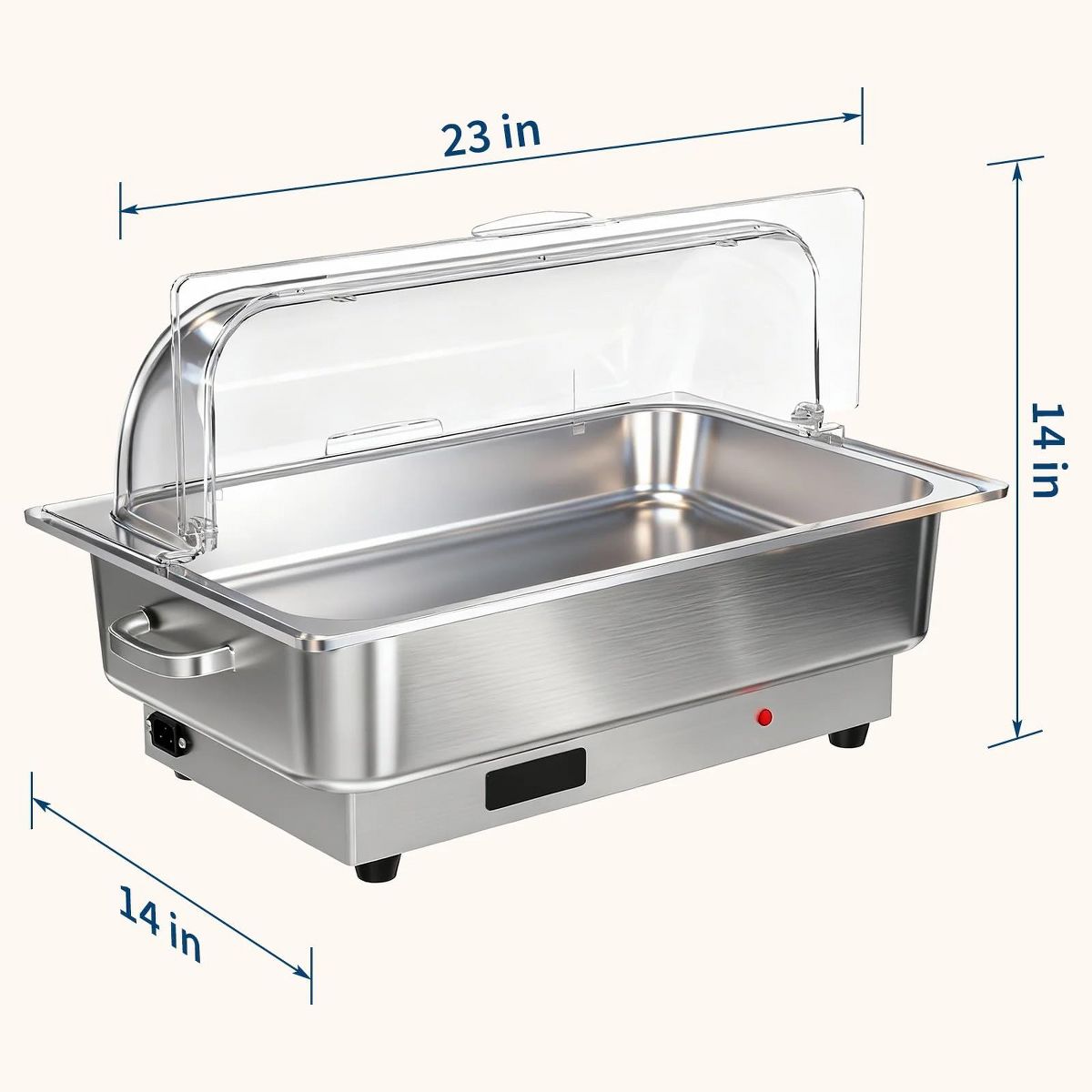 Stainless Steel Electric Chafing Dish Buffet Set – 9QT Food Warmer with Digital Temp Control, Transparent Lid for Catering, Parties, Weddings - thumbnail 4