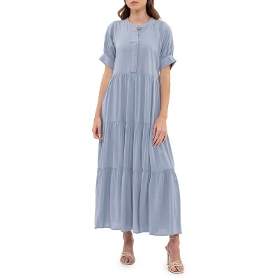 August Sky Women's Round Collar Midi Dress