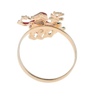 Unique Bargains Napkin Rings Stainless Steel Red Green Gold Tone 1 Pc - 1 of 3