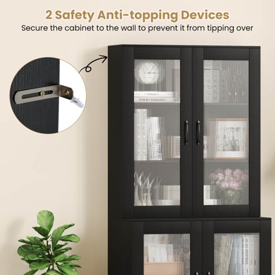 Costway Kitchen Pantry Cabinet with Translucent Fluted Doors & Adjustable Shelf — фото 6