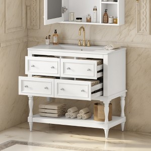 YOOCOZZ 36" Freestanding Bathroom Vanity Cabinet with Sink and 4 Drawers - 1 of 4