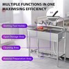Free-Standing Single-Bowl Kitchen Sink, Stainless Steel Utility Basin with Workbench Storage, Hot/Cold Faucet, Commercial Sink for Backyard, Garden - 3 of 4