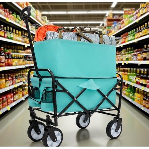 KTMBDW Wagon Cart with Wheels Foldable - Folding Utility Heavy Duty Wagons Carts for Sports, Camping and Shopping (with 3pcs Liner Bag) - 1 of 4