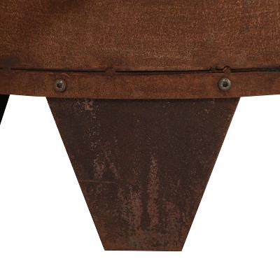 Rustic 70-Inch Brown Steel Wood-Burning Chiminea with Mesh Screen