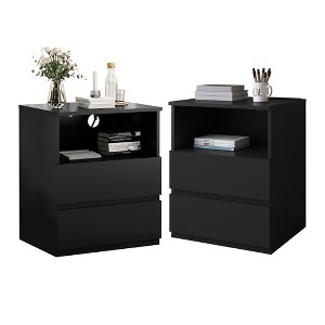 Racxily End Table with Fast USB C Charging Station, Sofa Side Table with 2 Drawers, Large Storage Modern Wood Storage Cabinet for Living Room,Bedroom - 1 of 4