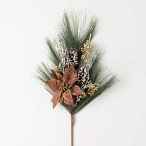 Artificial Brown Poinsettia Stem Multicolor 32"H - 1 of 2