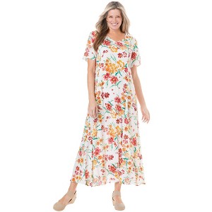 Woman Within Plus Size Short-Sleeve Crinkle Dress - 1 of 4