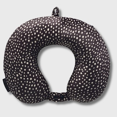 French Connection Memory Foam Travel Neck Pillow with Washable Cover - Luxury Neck Pillows for Travel (Polka Dot)