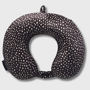 French Connection Memory Foam Travel Neck Pillow with Washable Cover - Luxury Neck Pillows for Travel (Polka Dot) - 1 of 4