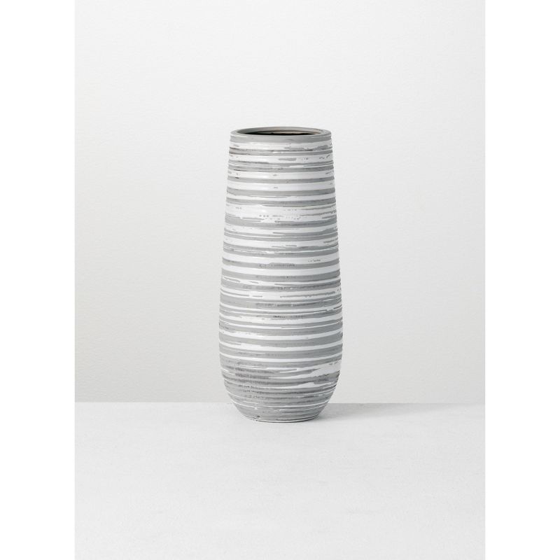 Sullivans Striped Ceramic Vase 12"H Gray, 1 of 7