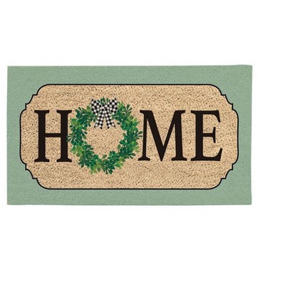 Evergreen Farmhouse Home Wreath Coir Mat