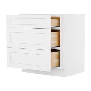 HOMLUX Easy-DIY 24 in D x 34.5 in H in Shaker White Ready to Assemble Drawer Base Kitchen Cabinet With 3-Drawers - 1 of 4