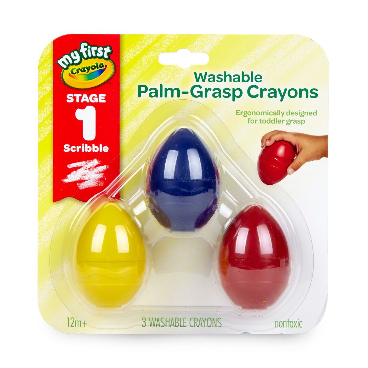 Crayola Washable Palm-Grasp Crayons, 3ct