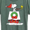Women's - Peanuts - Snoopy and Woodstock House Sleigh Short Sleeve Graphic T-Shirt - 2 of 4