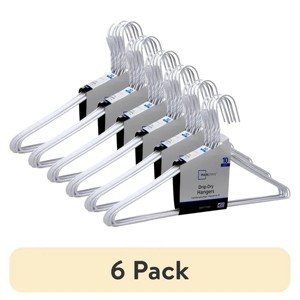 Racxily 60-Pieces Drip Dry Wire Clothing Hangers, 6 Pack, Adult, White, Plastic Coated - 1 of 4