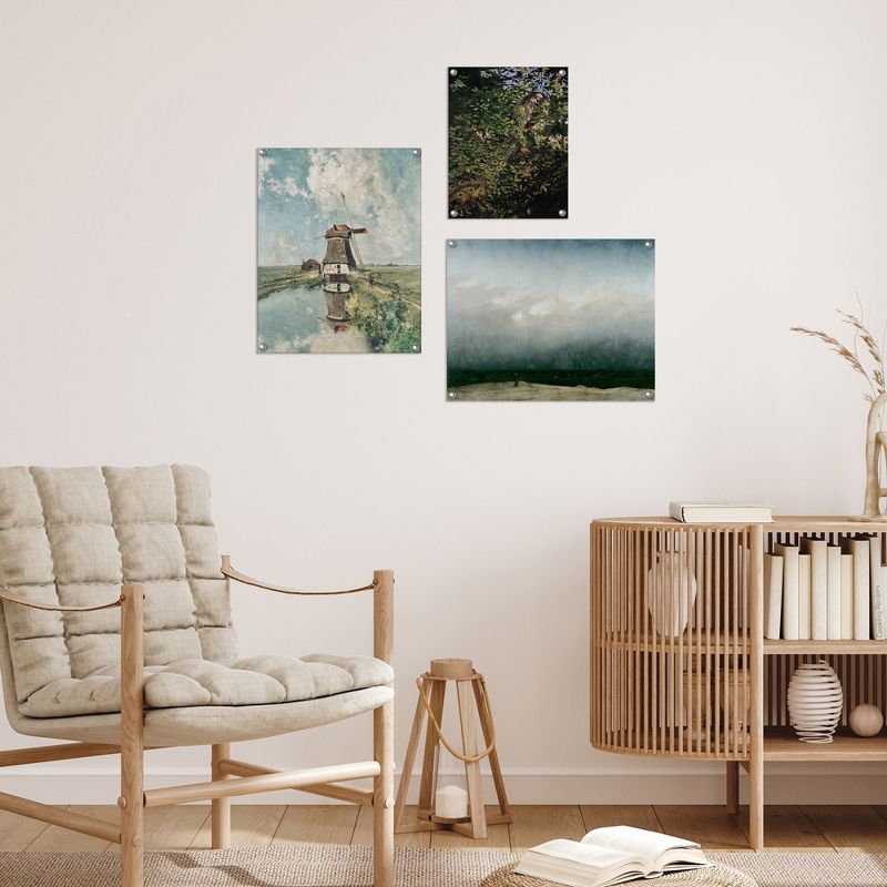 Americanflat 3 Piece Vintage Gallery Wall Art Set - Woman In A Storm, Windmill On The Water, Camouflaged Peacock by Maple + Oak, 3 of 6