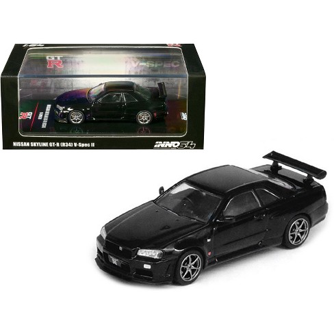 Nissan Skyline GT-R (R34) V-SPEC II RHD (Right Hand Drive) Black 1/64  Diecast Model Car by Inno Models