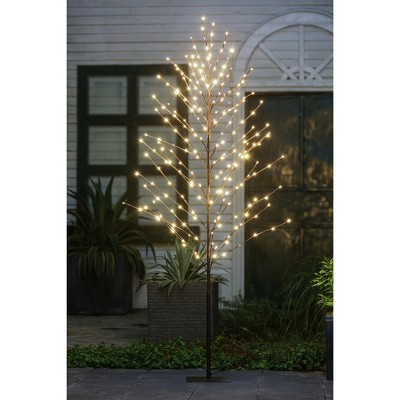 70.87" White LED Lighted Brown Birch Artificial Christmas Tree