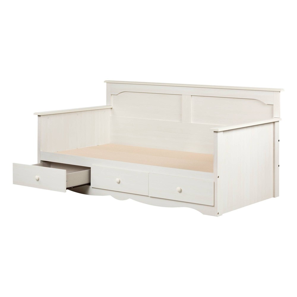 Photos - Bed Frame Twin Summer Breeze Kids' Daybed with Storage White Wash - South Shore