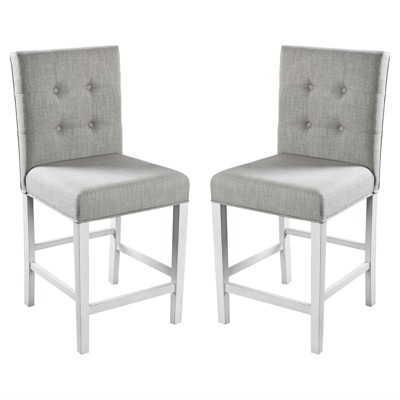 Set of 2pc Counter Height Dining Chairs Antique White Solid wood Dining Room