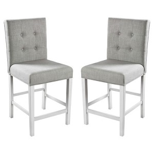 Set of 2pc Counter Height Dining Chairs Antique White Solid wood Dining Room - 1 of 4