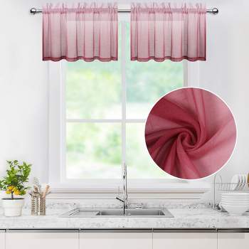 Ombre Voile Sheer Short Kitchen Curtains for Small Windows