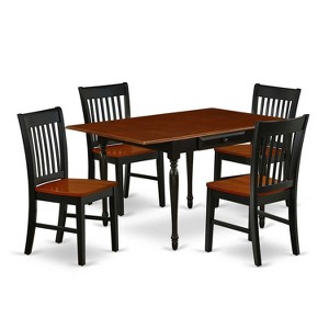 5-Piece Black and Cherry Finish Solid Wood Top - Dining Room Set - Seats 4 - 1 of 4