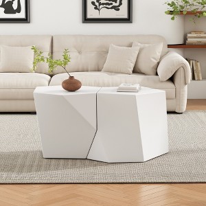 30.25" Modern Geometric 2-Piece Coffee Table Set with Flexible Arrangement and Easy Maintenance for Living Room, Apartment, or Office - 1 of 4