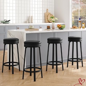 30'' Set of 2/4 Swivel Bar Stools Set with Footrest Counter Height Bar Stools with PU Leather Upholstered - 1 of 4