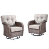 Gymojoy 2 Pieces Outdoor Wicker Swivel Chairs with Cushion - 3 of 4