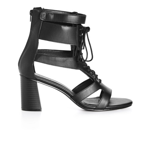 Women's Wide Fit Attitude Lace Up Block Heel - black | CITY CHIC - image 1 of 4