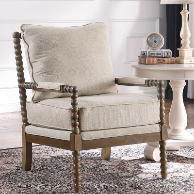 Mid-Century Solid Wood Accent Armchair with Upholstered Thick Cushion and Back- Morden Fort