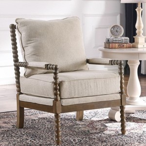 Mid-Century Solid Wood Accent Armchair with Upholstered Thick Cushion and Back- Morden Fort - 1 of 4