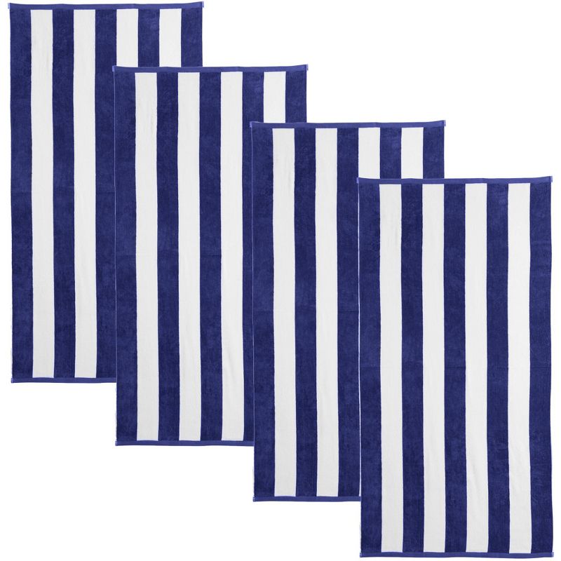 Cotton Classic Cabana Stripe Beach Towel 4 Pack - Great Bay Home, 1 of 7