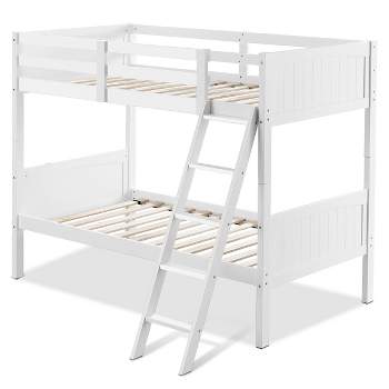 Tangkula Twin Over Twin Bunk Beds Convertible 2 Individual Twin Bed Solid Hardwood
