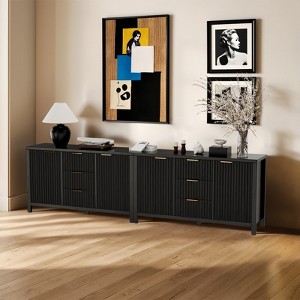 Gymojoy 47" Storage Cabinet Fluted Sideboard Buffet Cabinet with Storage w/ 2 Doors and 3 Drawers - 1 of 4